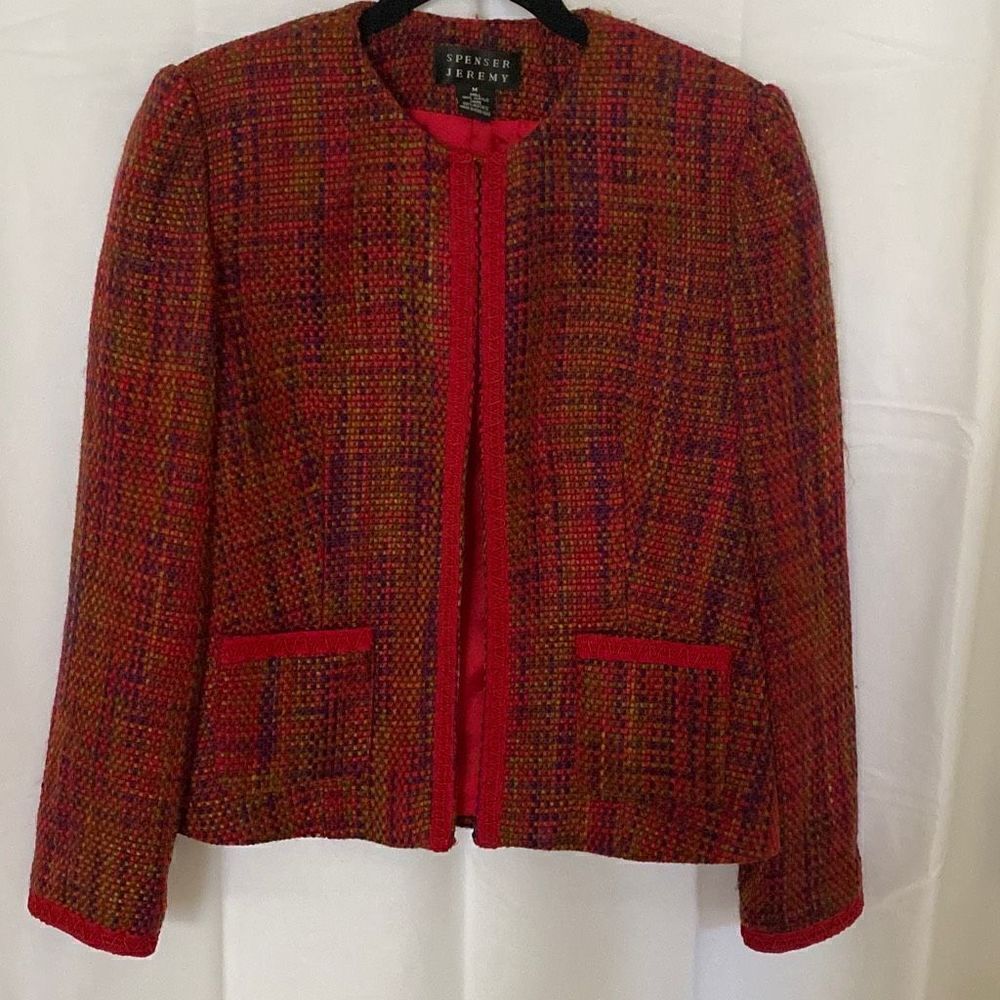Women’s Spenser Jeremy Tweed Jacket, Reds and Orange, Size M
